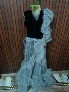 Stunning Grey Ruffle Lehenga Choli