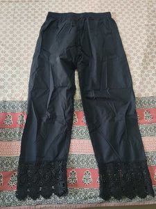 Black Lace Trimmed Palazzo Pants