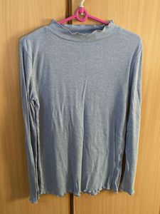 grey Ribbed Mock Neck Top