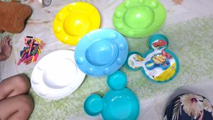 2 Mickey Mouse Toddler Plates and 4 golgappa plate