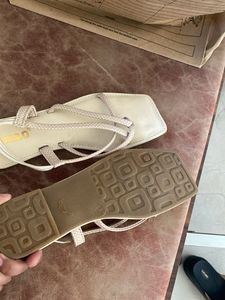 Elegant Beige Braided Strappy Sandals