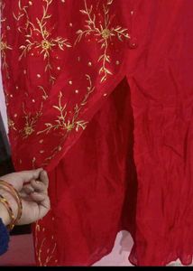 bust 44 Elegant Red Embroidered Kurta