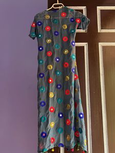 Colorful Embroidered Sheer Kurta shrug