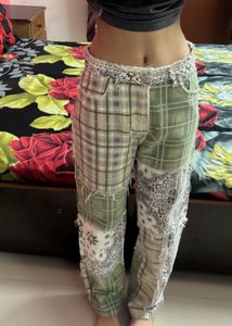 Patchwork Plaid &amp; Paisley Jeans