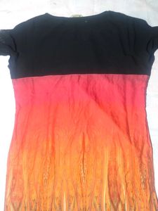 Women's Black &amp; Rust Designer Long Kurti | Stone W