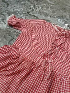 Cute Red Gingham Dress Material