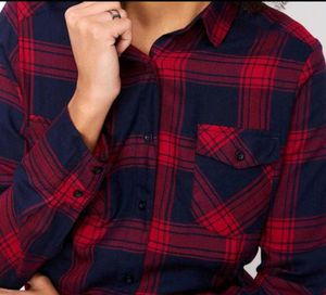 Classic Red & Navy Plaid Flannel Shirt