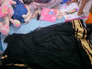 Elegant Black Saree with Gold Border
