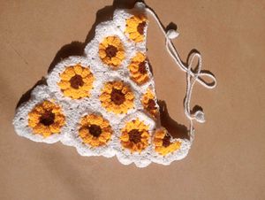 Crocheted Sunflower hair bandana