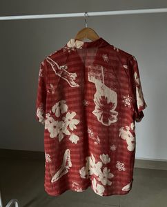 Floral Rust Orange Casual Chiffon Shirt