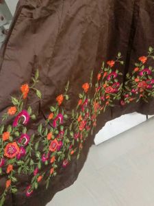 Elegant Brown Embroidered Gown