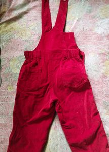 Boys,Red Velvet Dungaree,with Paw
