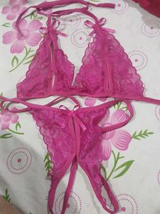 New Hot Pink Bikini  Lace Lingerie Set