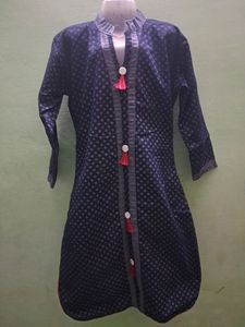 Navy Blue Collar Kurta