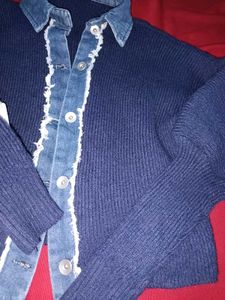 Denim Trim Cardigan