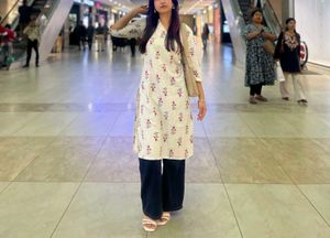 Stylish Printed V- Neck straight Kurta for Women