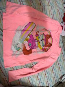 Kids Pink Fox Snowboarder Long Sleeve Shirt