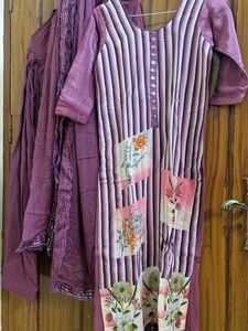 Purple Striped Kurta with Palazzo Set