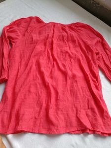 Coral Textured Long Sleeve Top