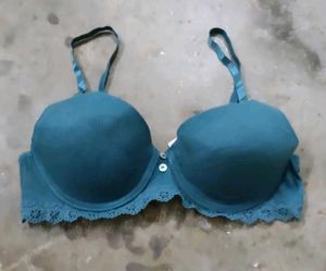Teal Ribbed Bra