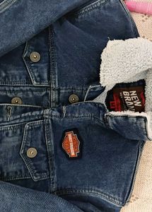 Stylish furr Denim Jacket with Sherpa Collar