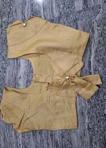 Elegant Tan Linen Blend Blouse