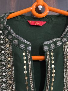 W Embroidered Green Kurta