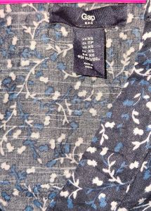 Navy Blue Floral Print Blouse