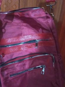 Maroon Crossbody Bag with Pockets