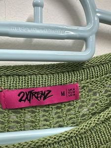 Green Crochet Knit Sweater