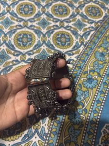 Oxidized Silver kada with ghungroo