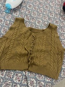 Cable Knit Lace-Up Vest