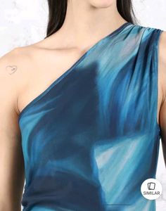 Shein Cute One Shoulder Pleated Detail Tie and Dye