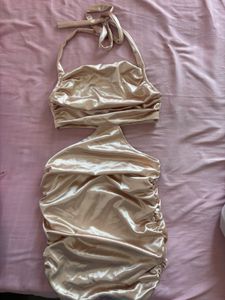 Elegant Satin Halter Cut-out Mini Dress