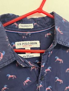 Men's Blue Printed Full Sleeve Shirt