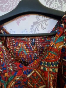 Bohemian Print Cropped Blouse
