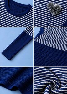 NAVY BLUE AND WHITE STRIPED BODYCON DRESS