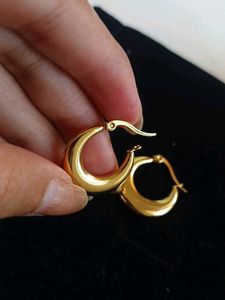 Elegant Gold  Stainless Steel Hoop Earrings