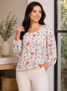 Floral Print Puff Sleeve Top