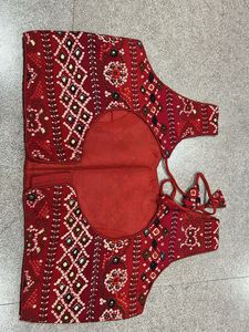 Red Ethnic Blouse with Bandhani Print