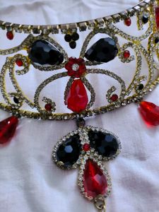 Necklace With Red And Black Beads