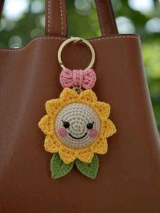 handmade crochet flower keychain