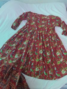 Beautiful Red Kurta and Skirt Set