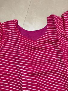 Beautiful Pink Kurta with White Stripes