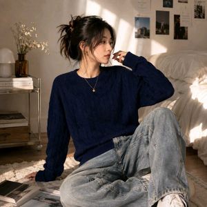 Cozy Cable Knit Navy Sweater
