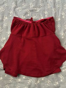 Chic Red Strapless Ruched Top