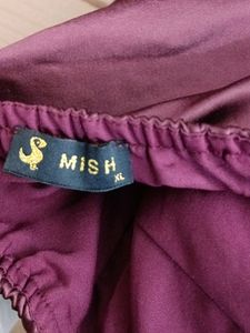 Burgundy Plain Casual Western Dress (Women)