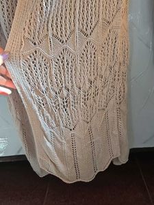Beige Crochet Long Shrug / Cardigan Only