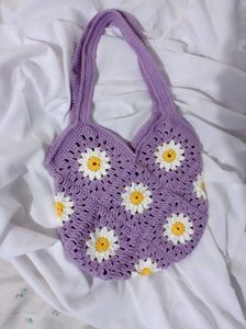 Crochet Daisy Tote Bag