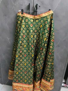 Embroidered Green Ethnic Skirt with dupatta